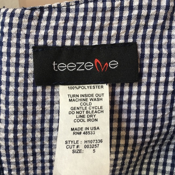 TeezeMe NWT sz 5 Navy/White gingham check dress - Picture 2 of 9